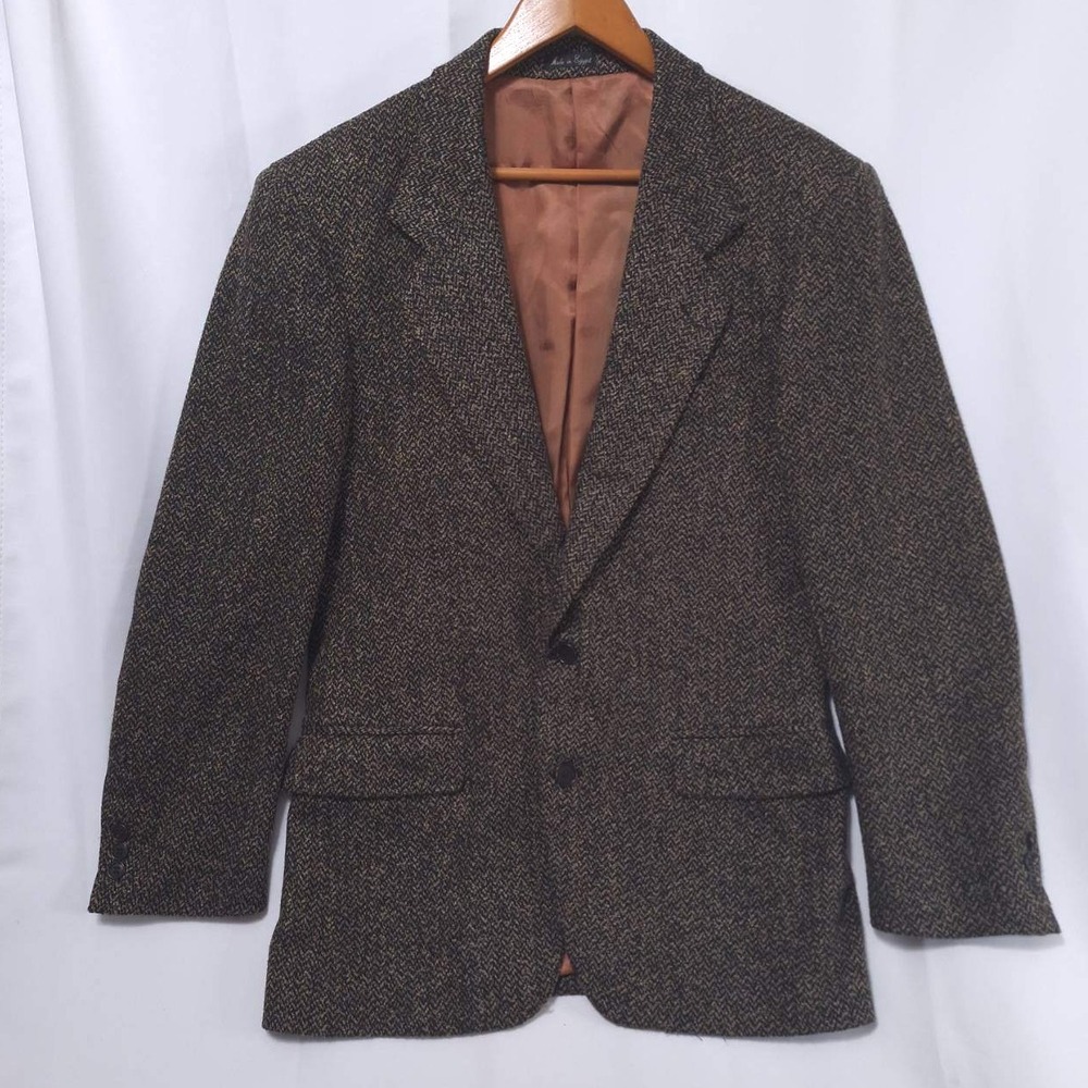Vtg J. Riggings Wool Blend Tweed Blazer Mens M Herringbone Egypt Office Work 90s